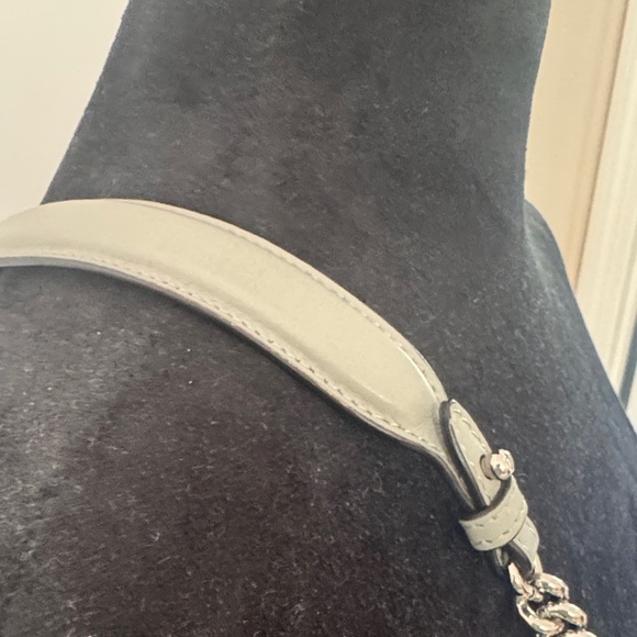 Fendi (F is for Fendi) Gray Leather Shoulder Bag with Chain Strap - Picture 5 of 16